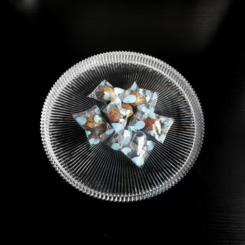 Japán stílusú kerek üvegtál gyümölcsökhöz és desszertekhez, tortaállvány, teás tál, étkészlet