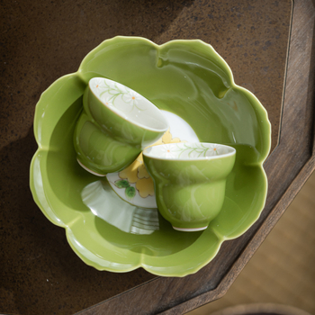 Clay Man Verde măr – cană de ceai pictată manual în formă de dovleac cu margarete, set Gongfu ceramic, mică ceașcă de ceai