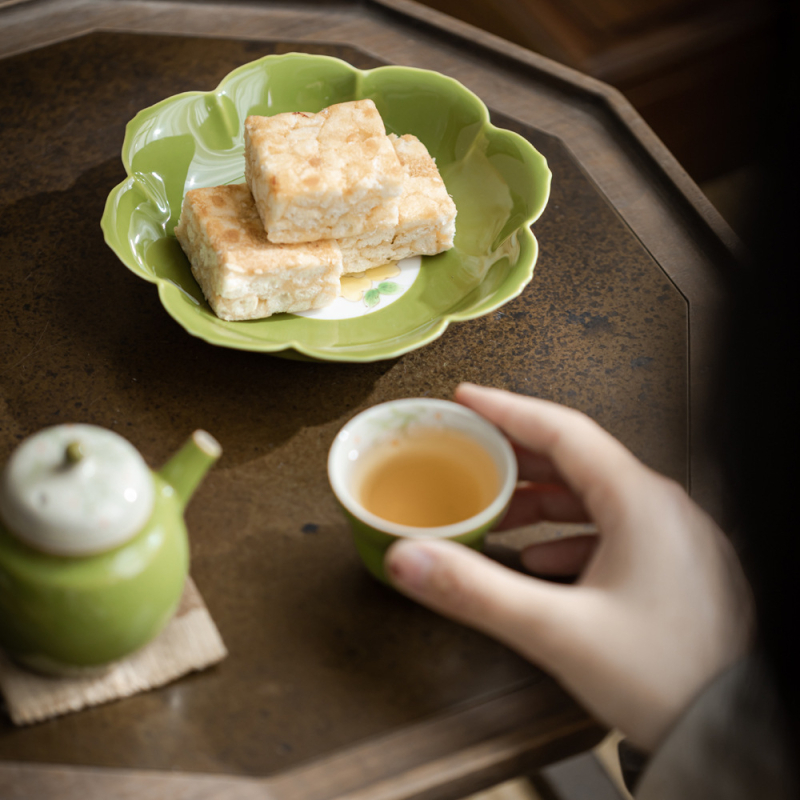 Clay Man Verde măr – cană de ceai pictată manual în formă de dovleac cu margarete, set Gongfu ceramic, mică ceașcă de ceai