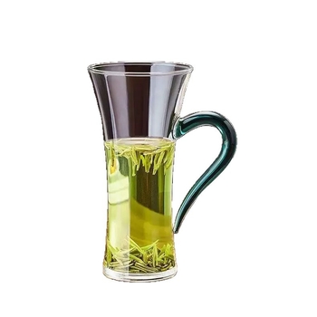 Pahar din sticlă rezistent la temperaturi înalte, cu mâner, pentru uz casnic, ceai verde, apă și lapte, design modern minimalist