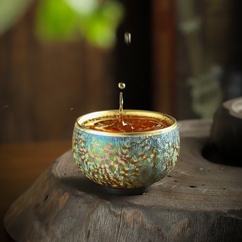 Ceșuță colorată Master Cup pentru ceai, ceramică, cu placare aurie și argintie, pentru gong fu ceai, ceașcă mare de degustare