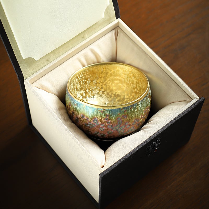 Ceșuță colorată Master Cup pentru ceai, ceramică, cu placare aurie și argintie, pentru gong fu ceai, ceașcă mare de degustare
