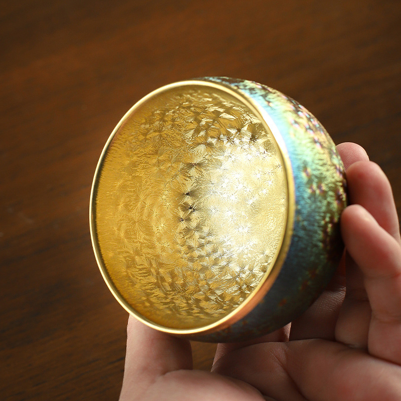 Ceșuță colorată Master Cup pentru ceai, ceramică, cu placare aurie și argintie, pentru gong fu ceai, ceașcă mare de degustare