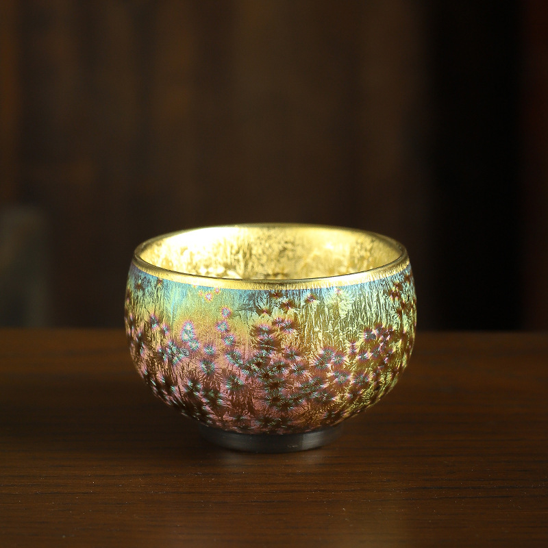 Ceșuță colorată Master Cup pentru ceai, ceramică, cu placare aurie și argintie, pentru gong fu ceai, ceașcă mare de degustare