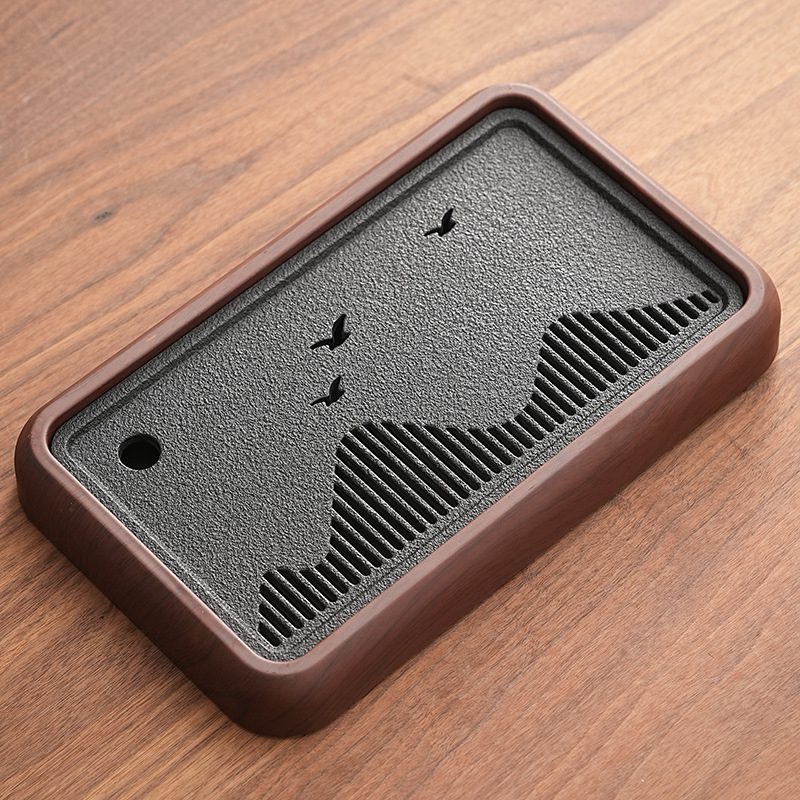 Tăviță de ceai din piatră Wujin, imitativă, compactă pentru uz casnic, set de ceai Kung Fu modern minimalist cu drenaj și depozitare a apei