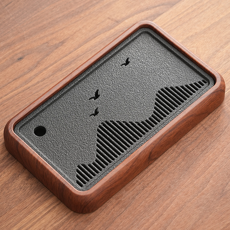 Tăviță de ceai din piatră Wujin, imitativă, compactă pentru uz casnic, set de ceai Kung Fu modern minimalist cu drenaj și depozitare a apei