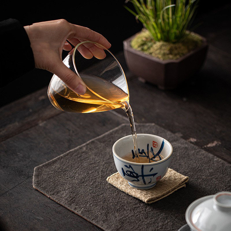 Ceașcă de ceai pictată manual, albastru și alb, ceramică retro Gongfu, ceașcă mică de degustare, pentru uz personal