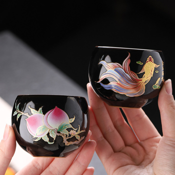 Ceai în stil chinezesc, cu schimbare de culoare, ceașcă neagră din ceramică în formă de ou-dragon, singură ceașcă pentru ceai Gongfu, cadou ceramic