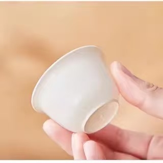 Pahar de unică folosință pentru ceai, 60 ml, gros, rezistent la temperaturi înalte, din coji de orez, set de ceai cu suport de depozitare