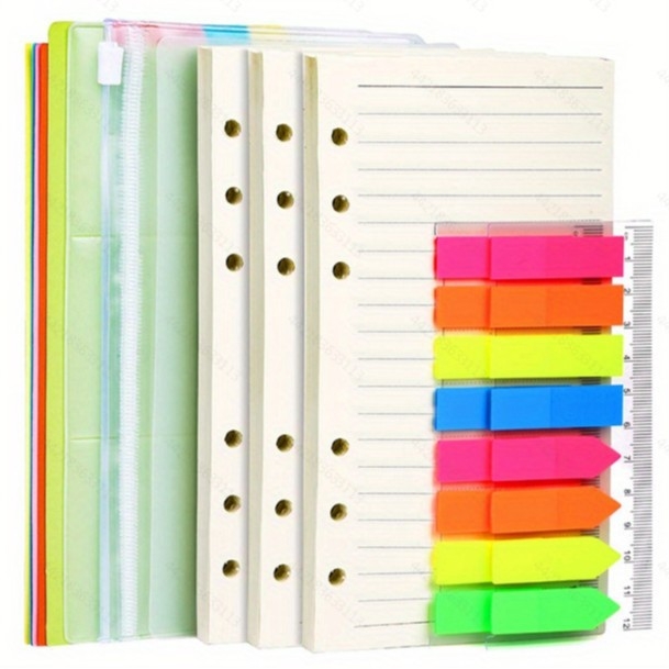 Nucleu înlocuibil pentru carnet A6 cu foi, accesorii pentru sistemul de bugetare a numerarului, etichete în engleză