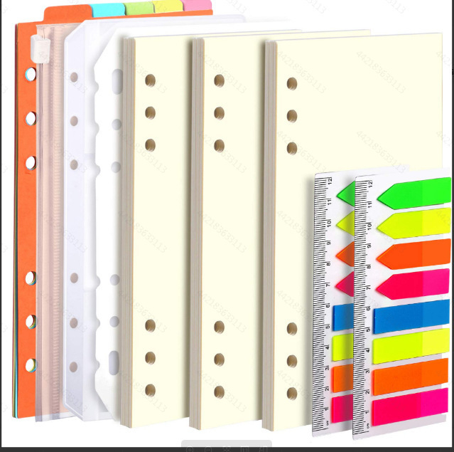 Nucleu înlocuibil pentru carnet A6 cu foi, accesorii pentru sistemul de bugetare a numerarului, etichete în engleză