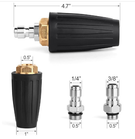 Pistol de apă cu presiune înaltă, duză rotativă în formă de lotus, conectare rapidă de 1/4", nucleu ceramic, duză din cupru și oțel inoxidabil, 7 culori