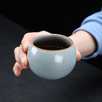 Ceșcă de ceai din porțelan Ru kiln, glazură craquelată, ceașcă personalizată a maestrului, ceașcă de degustare, o singură ceașcă, suvenir cadou, cu logo personalizat