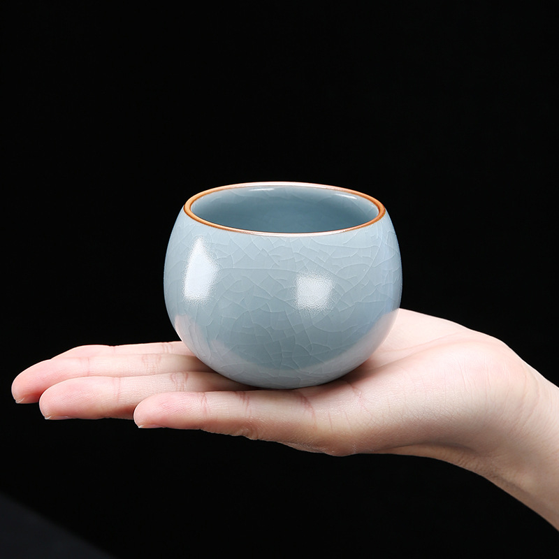 Ceșcă de ceai din porțelan Ru kiln, glazură craquelată, ceașcă personalizată a maestrului, ceașcă de degustare, o singură ceașcă, suvenir cadou, cu logo personalizat