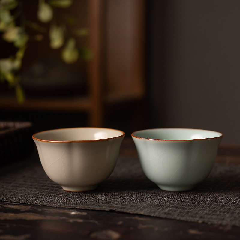 Bej porțelan cească pentru ceai, ceașcă unică pentru uz casnic, set ceramic pentru ceai Gongfu, ceașcă de aromă