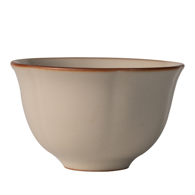 Bej porțelan cească pentru ceai, ceașcă unică pentru uz casnic, set ceramic pentru ceai Gongfu, ceașcă de aromă