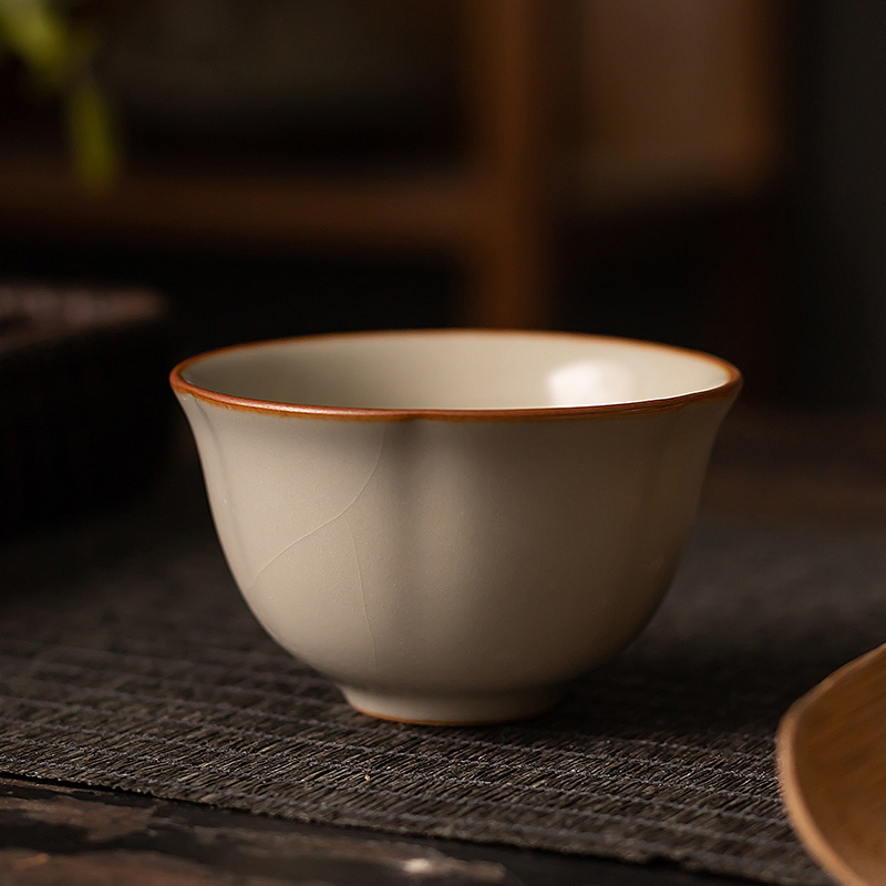 Bej porțelan cească pentru ceai, ceașcă unică pentru uz casnic, set ceramic pentru ceai Gongfu, ceașcă de aromă