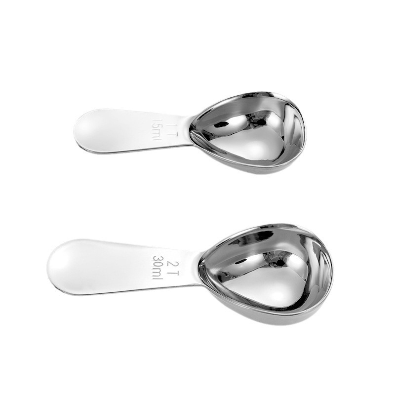 Lingură de măsurare pentru lapte praf din oțel inoxidabil 304, mâner adânc, 15/30 ml, pentru ceai și cafea