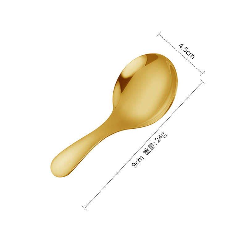 Linguriță din oțel inoxidabil 304, mâner scurt, cupă rotundă, pentru ceai, desert și condimente, imprimare logo