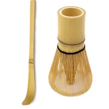 Set de unelte pentru matcha: perie de ceai din bambus, perie pentru matcha, lingură de ceai, bețișor pentru ceai, ambalaj alb cu gravură, stil japonez.