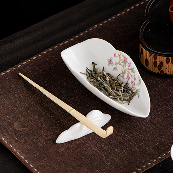 Set de ceai din porțelan alb cu aspect de jad, pentru uz casnic, lingură de ceai din ceramică, lingură de servire ceai, accesorii pentru ceremonia ceaiului Gongfu, arta ceaiului