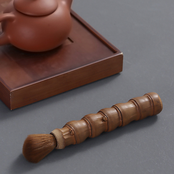Set de accesorii pentru ceremonia ceaiului din bambus Luohan, lucrate manual, perie pentru ceainic și platou de curățare