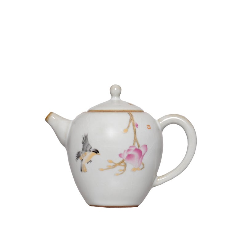 Ceainic ceramic cu mâner rotund, glazură Celadon, set Kung Fu de ceai