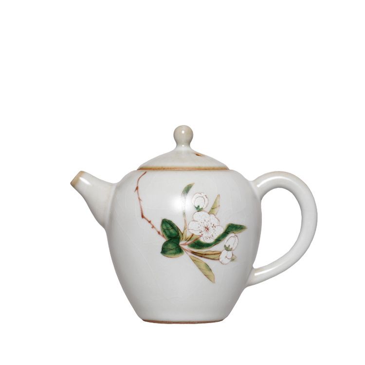 Ceainic ceramic cu mâner rotund, glazură Celadon, set Kung Fu de ceai