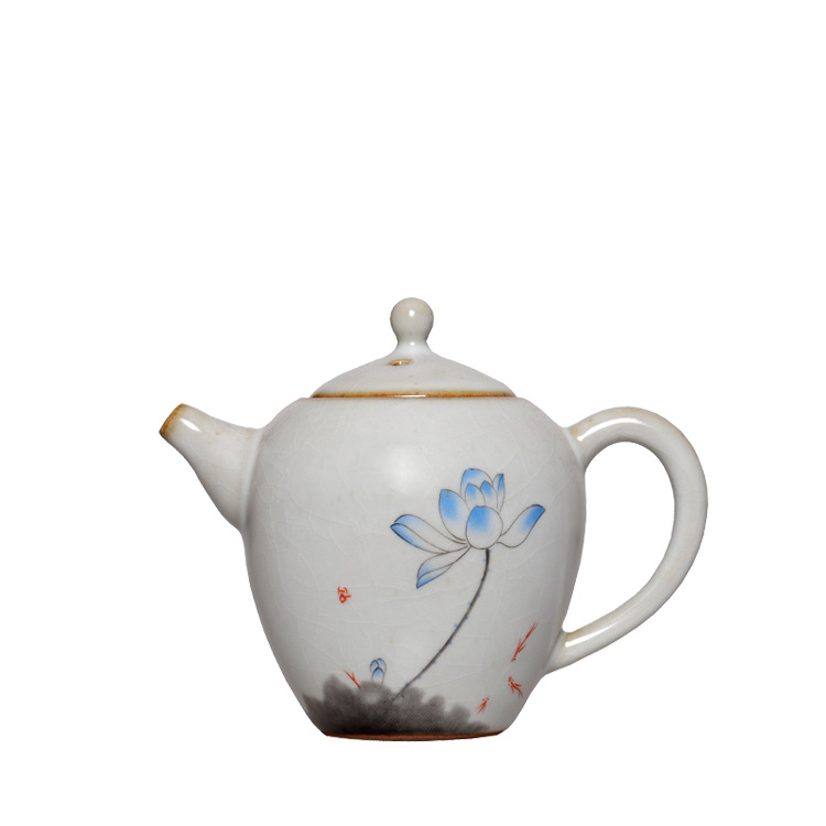 Ceainic ceramic cu mâner rotund, glazură Celadon, set Kung Fu de ceai