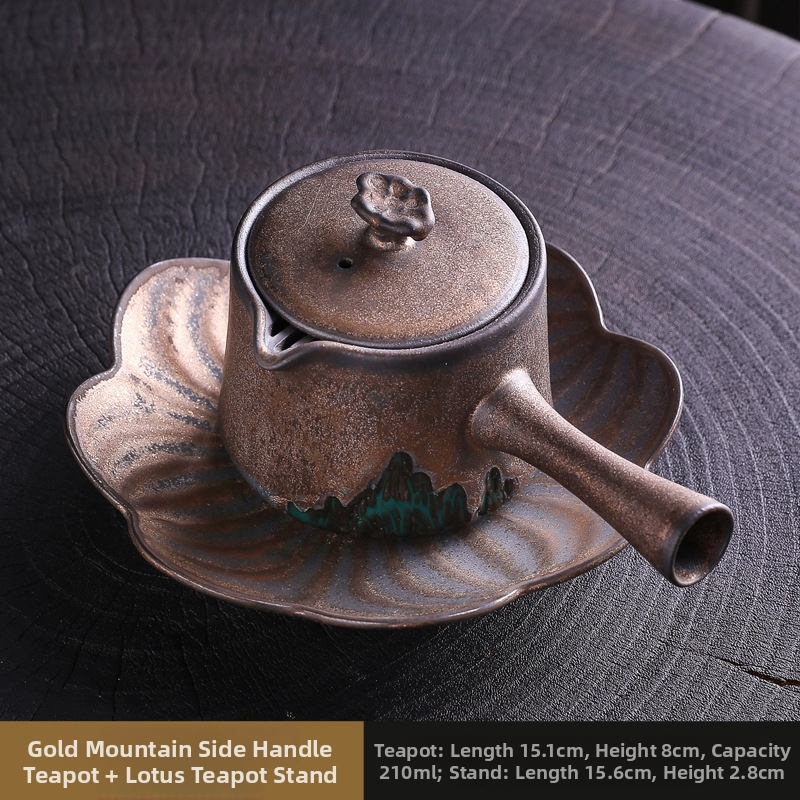 Ceainic în stil japonez Yuanshan și ceașcă Gongdao, set Kung Fu de ceai din ceramică, lucrat manual, pentru uz casnic