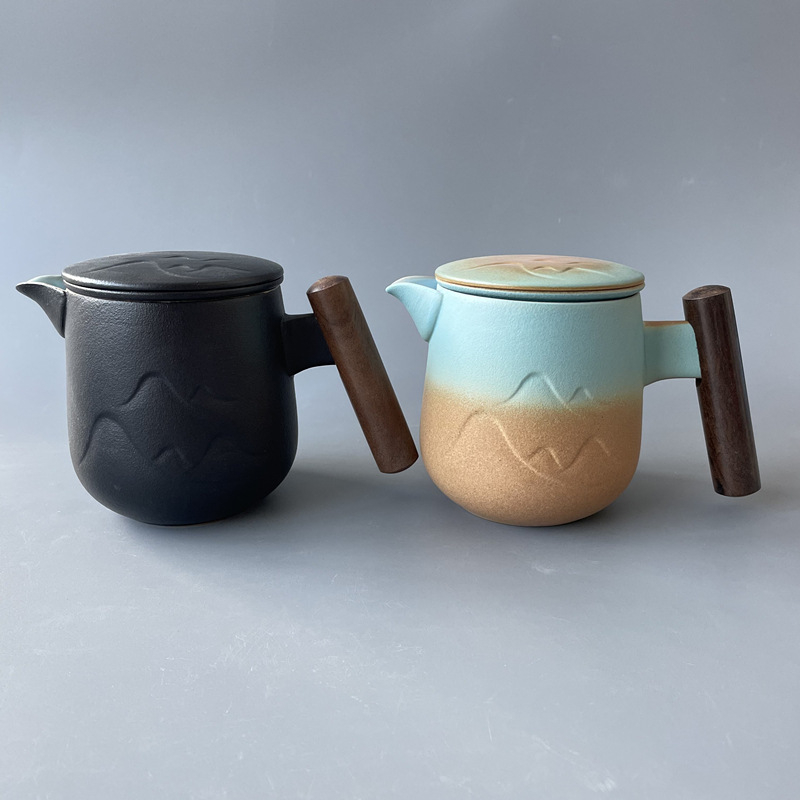Ceainic ceramic în formă de munte pentru uz casnic, separare creativă a ceaiului de apă, ceașcă elegantă, set Kung Fu de ceai, protecție împotriva arsurilor, dimensiune mare.