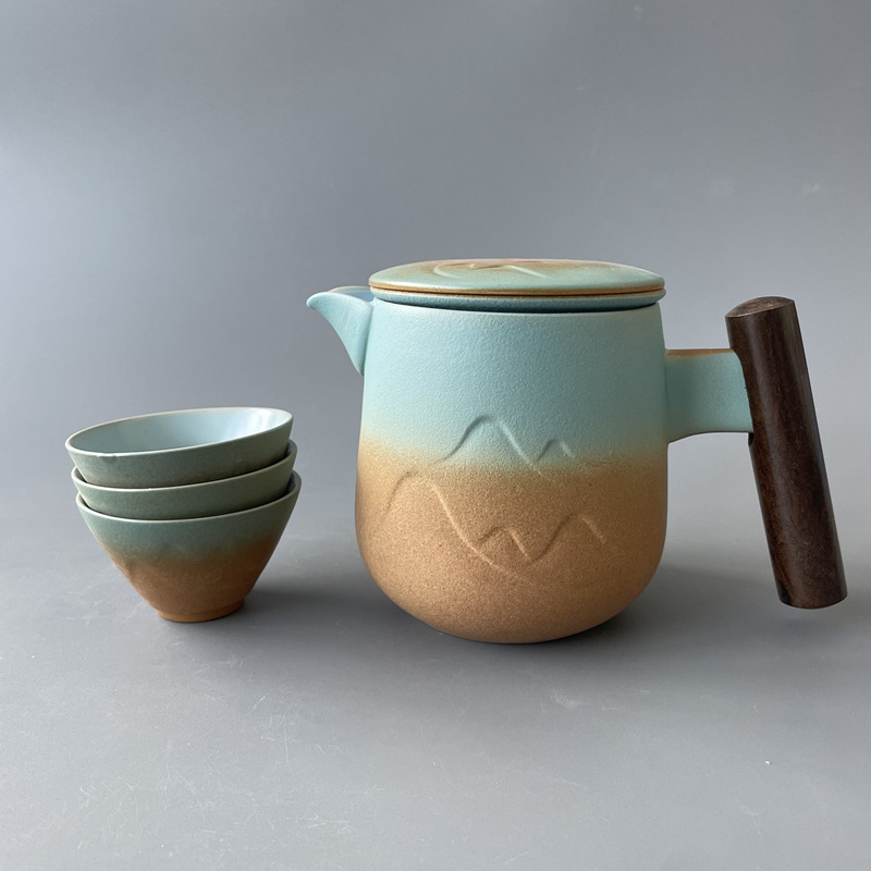 Ceainic ceramic în formă de munte pentru uz casnic, separare creativă a ceaiului de apă, ceașcă elegantă, set Kung Fu de ceai, protecție împotriva arsurilor, dimensiune mare.