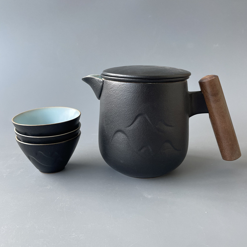 Ceainic ceramic în formă de munte pentru uz casnic, separare creativă a ceaiului de apă, ceașcă elegantă, set Kung Fu de ceai, protecție împotriva arsurilor, dimensiune mare.