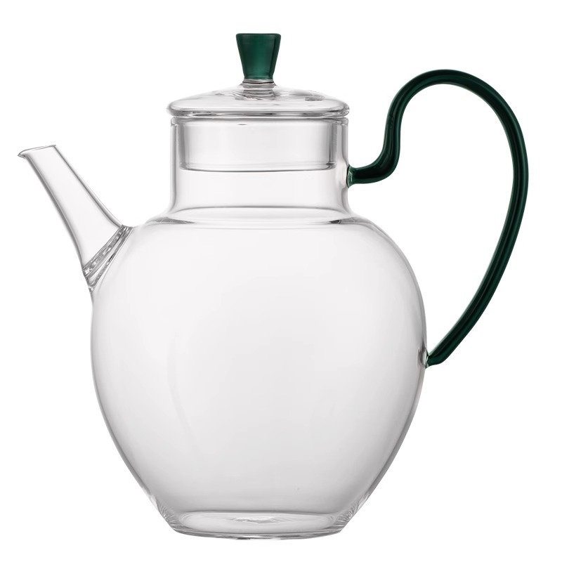 Ceainic din sticlă rezistentă la căldură, lucrat manual, pentru ceai verde, cu filtru, ceainic compact pentru utilizare casnică