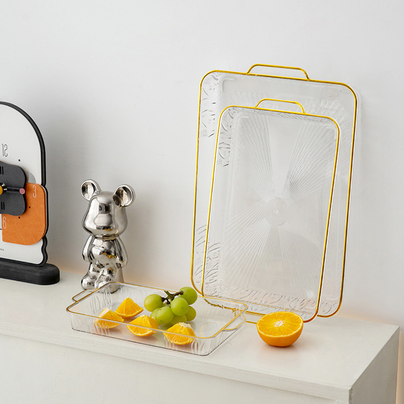 Tavă din plastic în stil nordic, pentru ceai și apă, farfurie dreptunghiulară pentru fructe