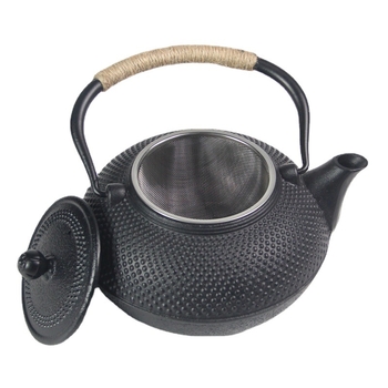 Set ceainic din fontă Nanbu, 1,5 L, pentru fierberea apei și infuzarea ceaiului pe plită ceramică electrică