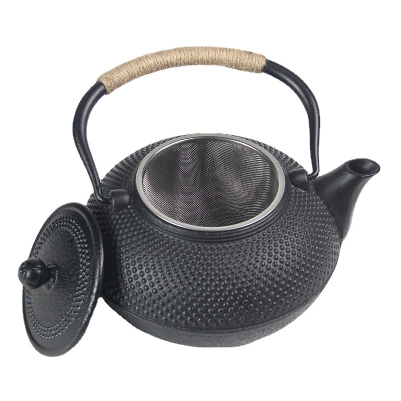 Set ceainic din fontă Nanbu, 1,5 L, pentru fierberea apei și infuzarea ceaiului pe plită ceramică electrică