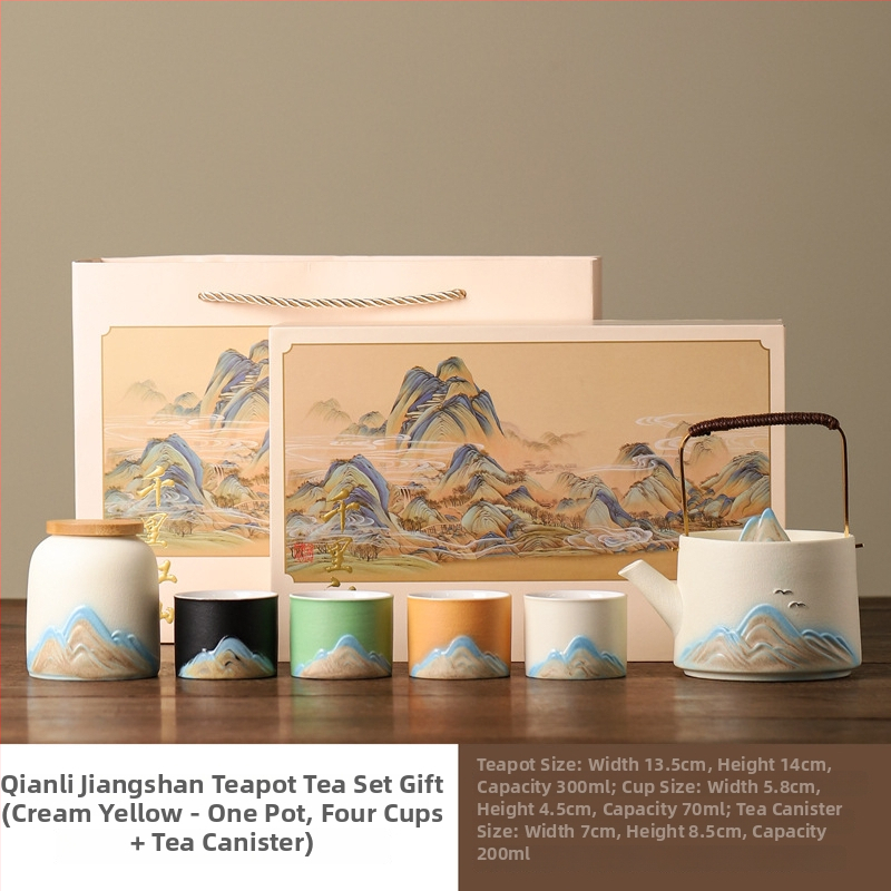 Set de ceai Kung Fu din ceramică, finisaj sub glazură, pentru 4 persoane, cutie cadou, logo personalizabil, stil nou chinezesc