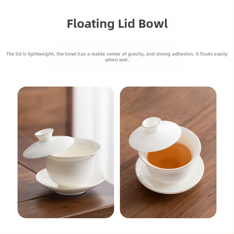 Set Gongfu de ceai de călătorie din ceramică cu gaiwan şi căni, porțelan alb, portabil, lux ușor