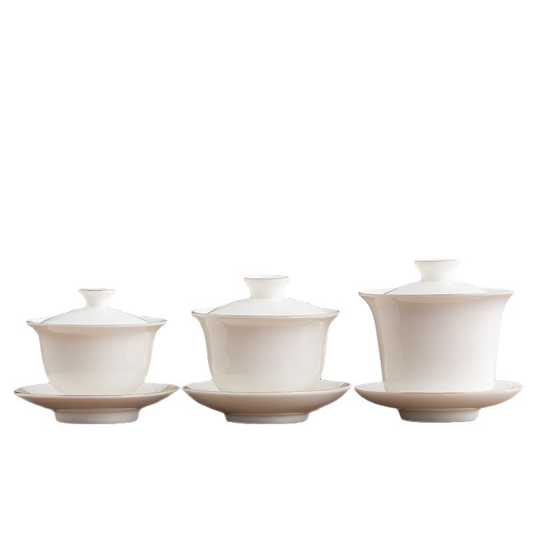 Set Gongfu de ceai de călătorie din ceramică cu gaiwan şi căni, porțelan alb, portabil, lux ușor