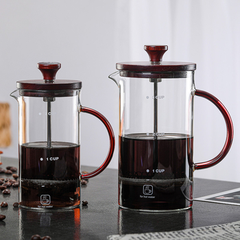 Cafetieră franceză din sticlă borosiliată, cu filtru de cafea din sticlă și infuzor de ceai, pentru uz casnic