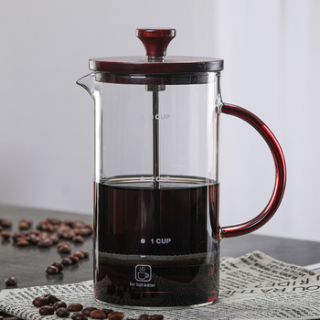 Cafetieră franceză din sticlă borosiliată, cu filtru de cafea din sticlă și infuzor de ceai, pentru uz casnic