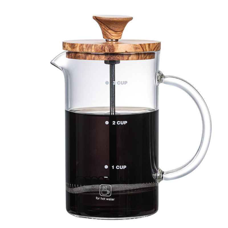 Cafetieră franceză din sticlă borosiliată, cu filtru de cafea din sticlă și infuzor de ceai, pentru uz casnic