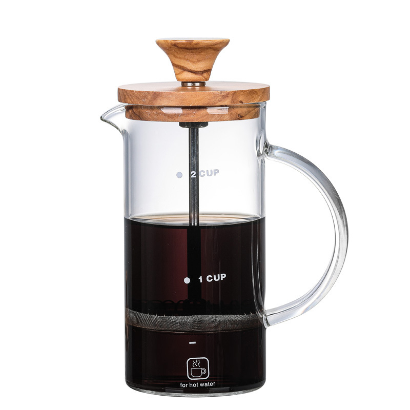 Cafetieră franceză din sticlă borosiliată, cu filtru de cafea din sticlă și infuzor de ceai, pentru uz casnic