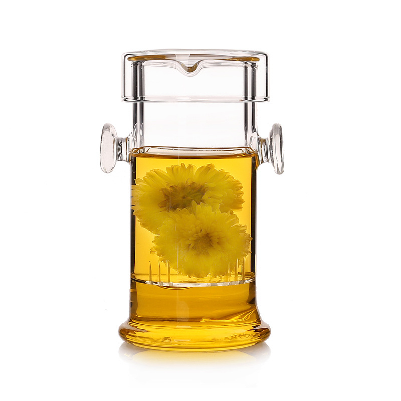 Ceainic din sticlă borosilicat de înaltă rezistență, pentru ceai de flori, set din trei piese cu filtru