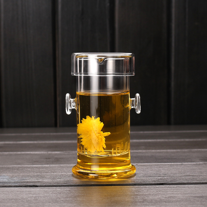 Ceainic din sticlă borosilicat de înaltă rezistență, pentru ceai de flori, set din trei piese cu filtru