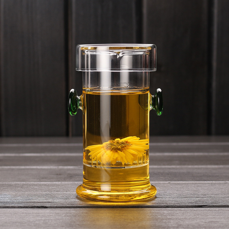 Ceainic din sticlă borosilicat de înaltă rezistență, pentru ceai de flori, set din trei piese cu filtru