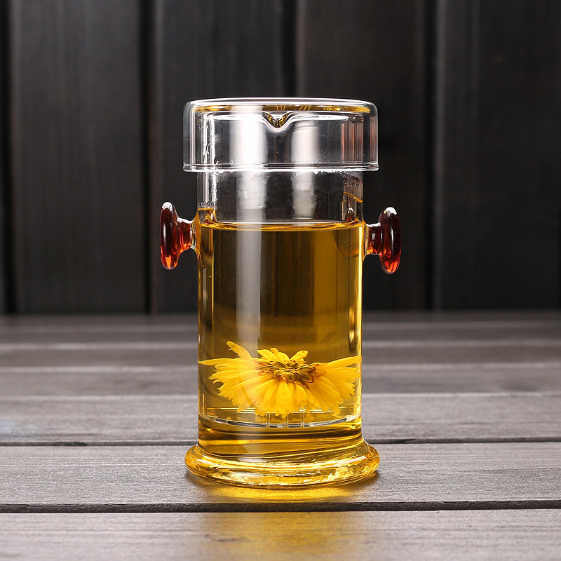 Ceainic din sticlă borosilicat de înaltă rezistență, pentru ceai de flori, set din trei piese cu filtru