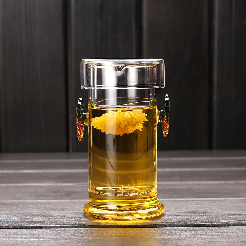 Ceainic din sticlă borosilicat de înaltă rezistență, pentru ceai de flori, set din trei piese cu filtru