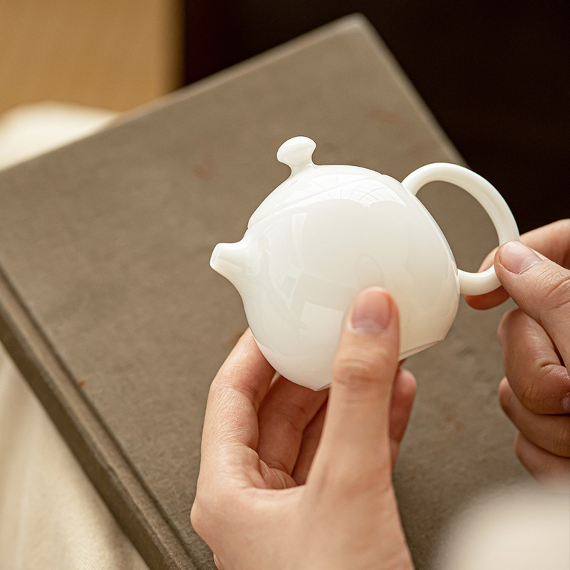Haolan ceainic din porțelan alb, cu filtru – set Kung Fu pentru ceai, ceainic ceramic pentru uz casnic, stil chinezesc retro creativ